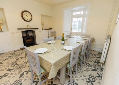 Dining table with seating for eight holiday guests